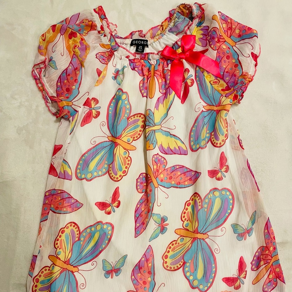 George girls size 10/12 butterfly top
